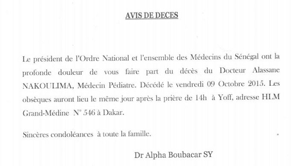 Avis obseque saintes